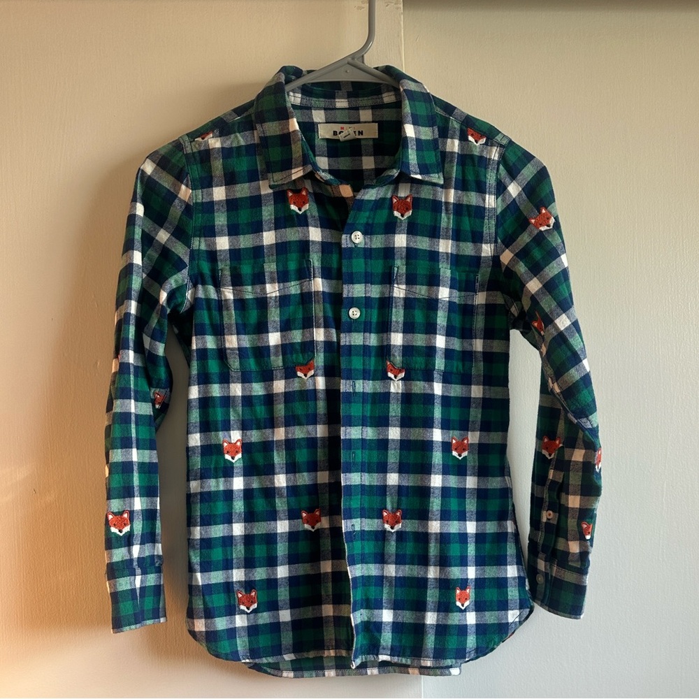Mini Boden Fox Flannel shirt 9-10